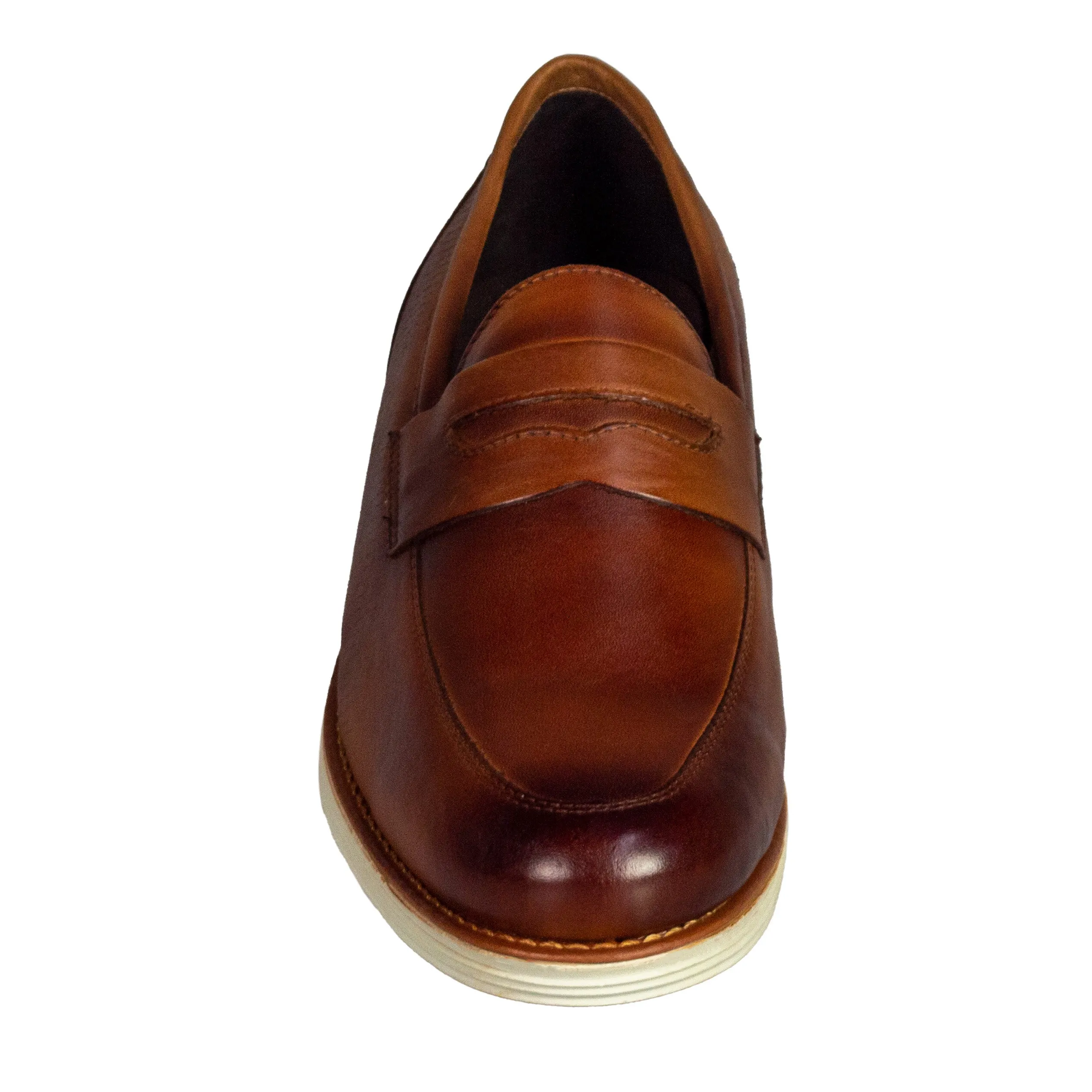 Sandro Moscoloni Men's Natal Tan Mocc Toe Penny Slip on