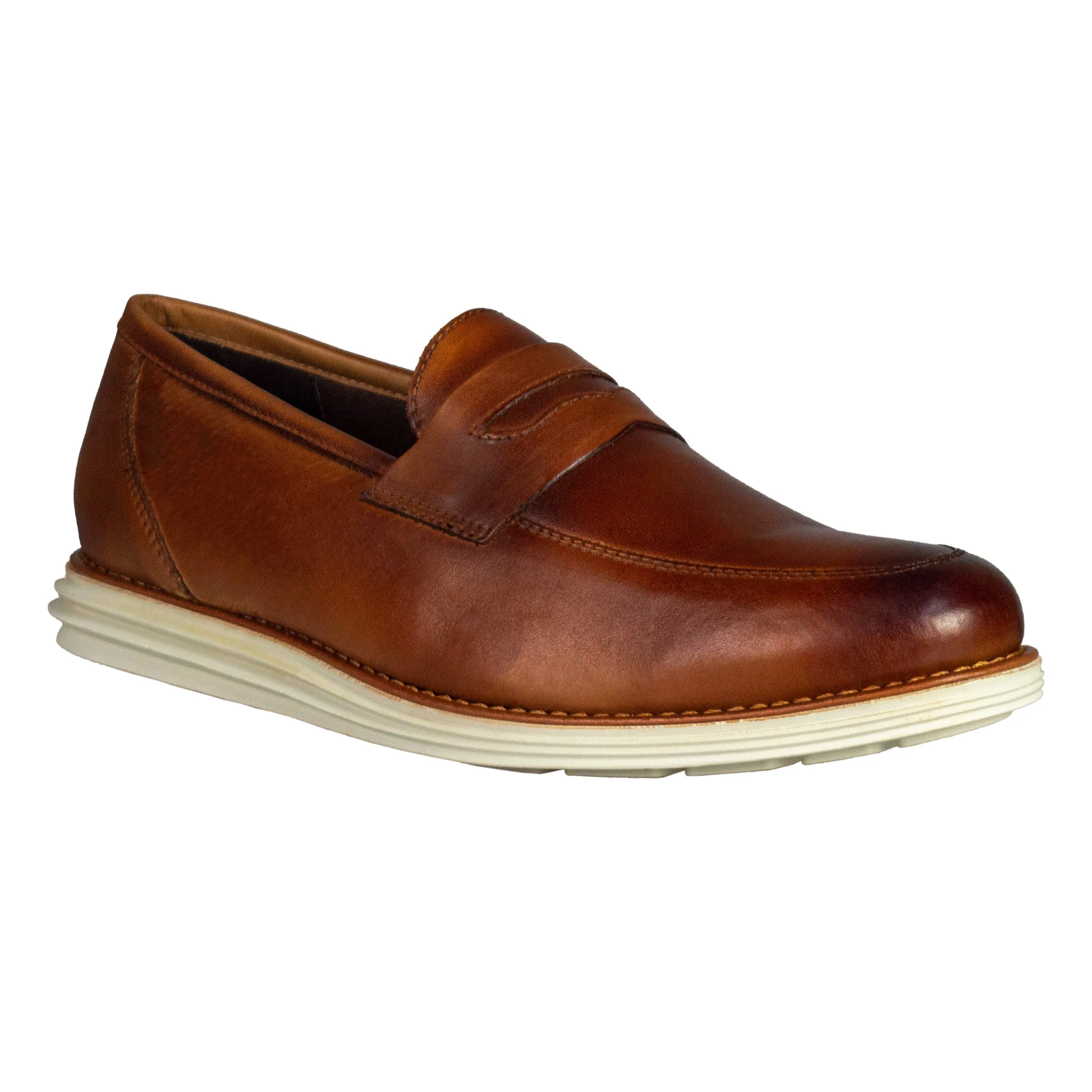 Sandro Moscoloni Men's Natal Tan Mocc Toe Penny Slip on