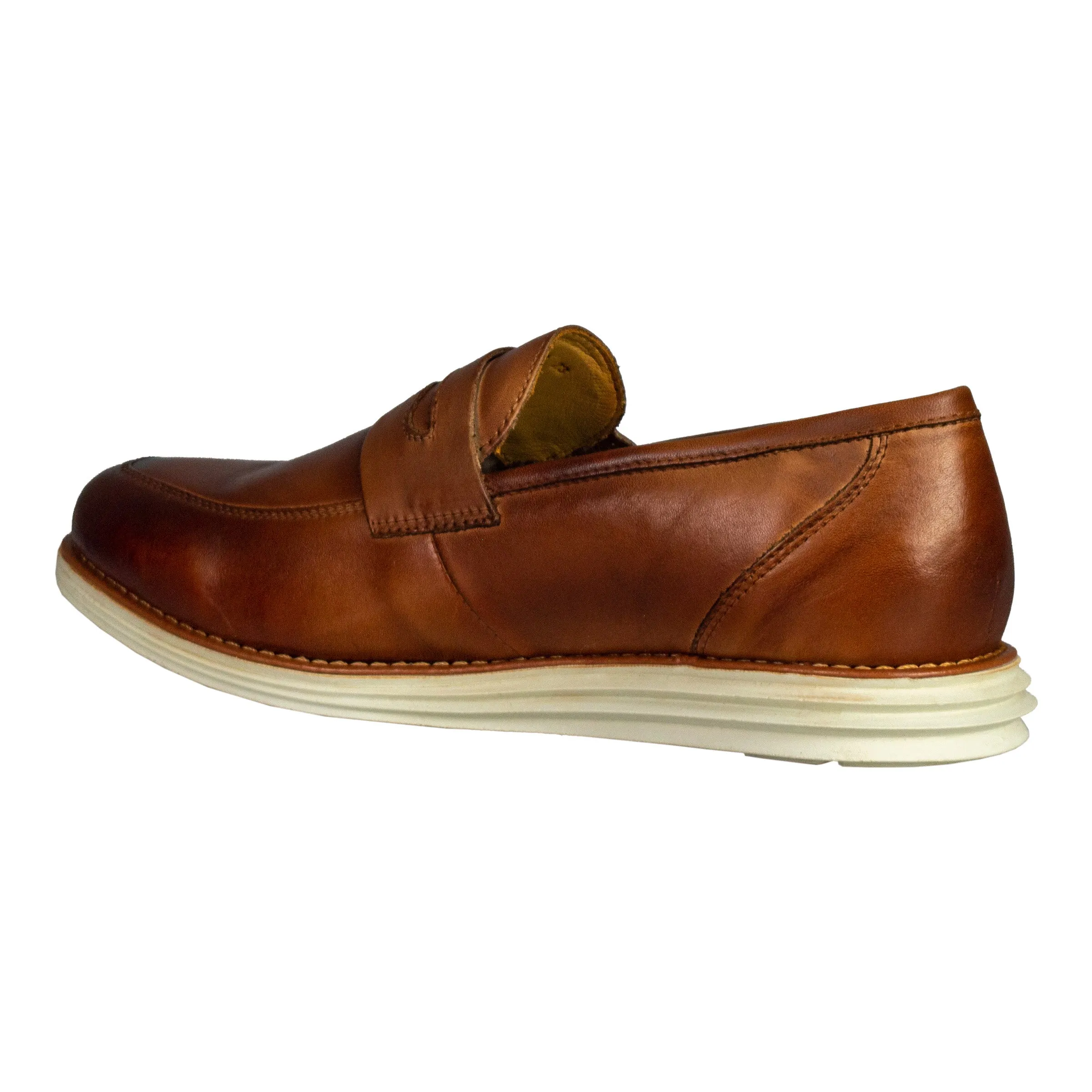 Sandro Moscoloni Men's Natal Tan Mocc Toe Penny Slip on