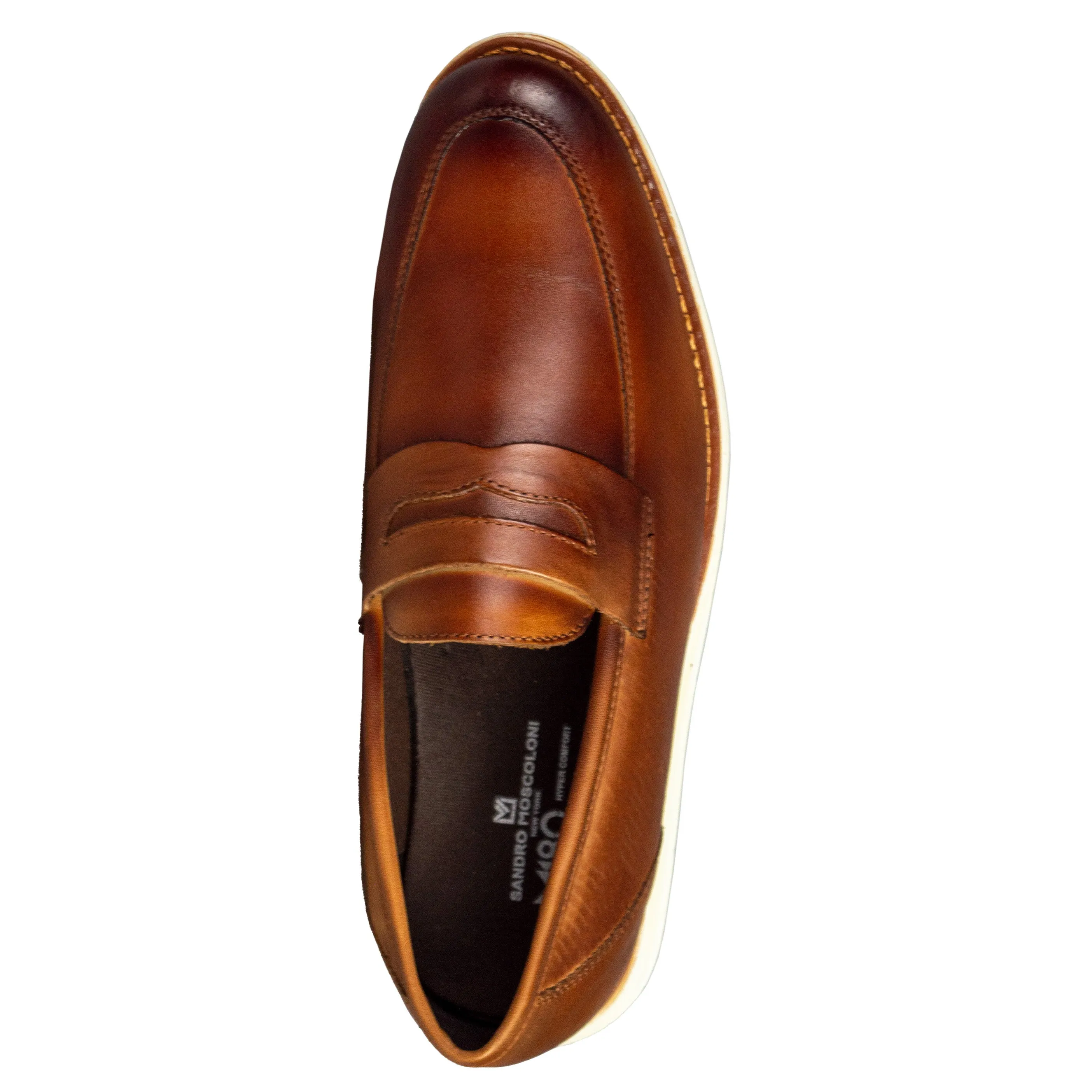 Sandro Moscoloni Men's Natal Tan Mocc Toe Penny Slip on