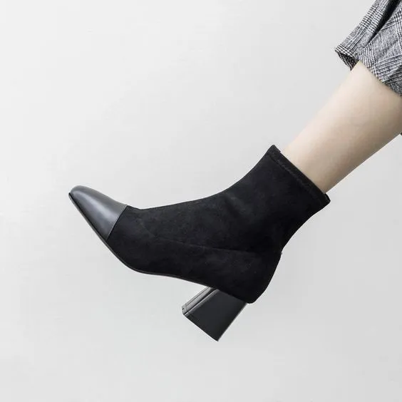 Trendy Color Block Short Ankle Boots