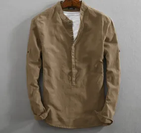 Vintage Linen Stand Collar Shirts