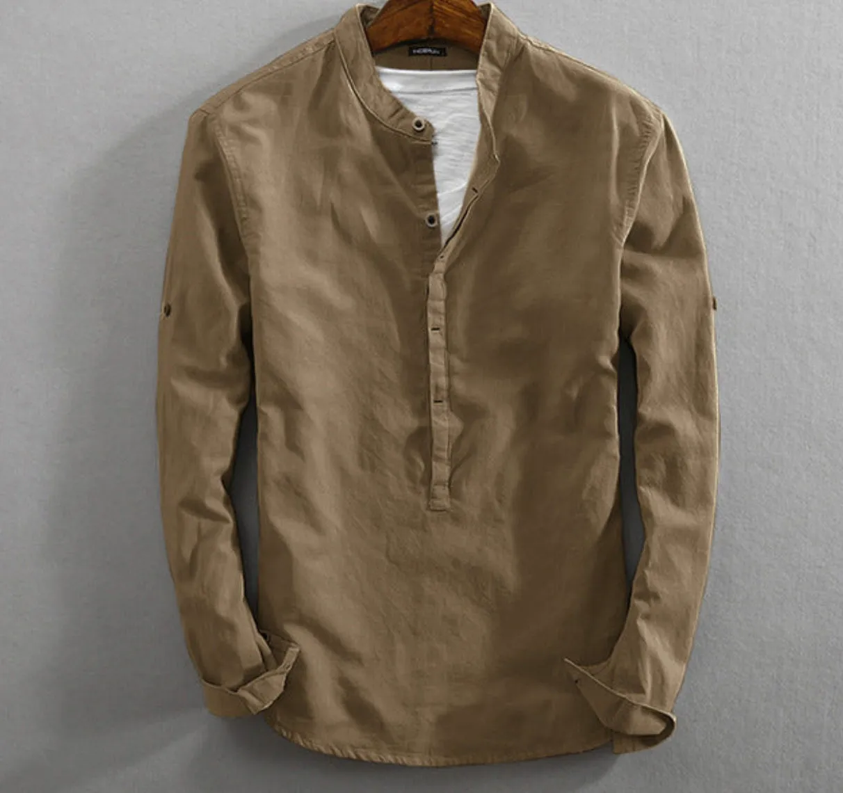Vintage Linen Stand Collar Shirts