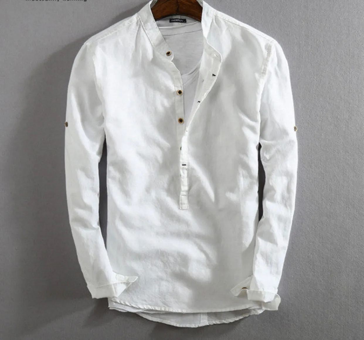 Vintage Linen Stand Collar Shirts