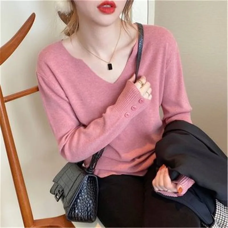 Women V-Neck Loose Outdoor Sweater