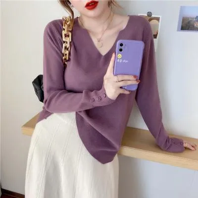 Women V-Neck Loose Outdoor Sweater