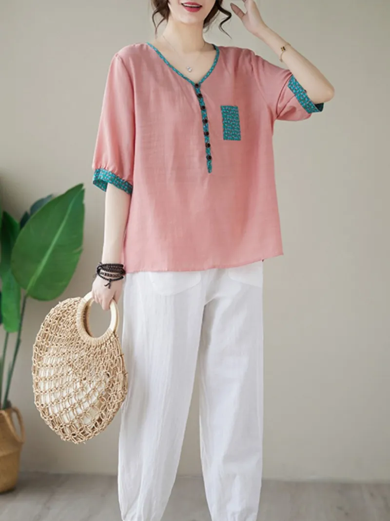 Wrangler Cotton V-neck Loose Top