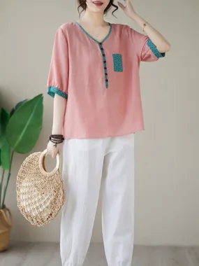 Wrangler Cotton V-neck Loose Top
