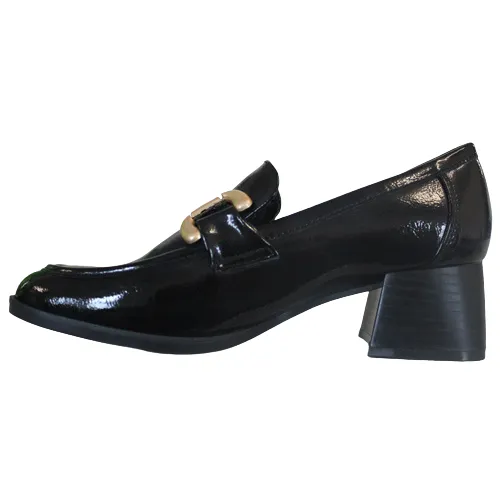 XTI Block Heeled Loafers - 142184 - Black Patent